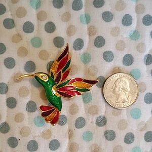 Colorful Hummingbird Bird Brooch